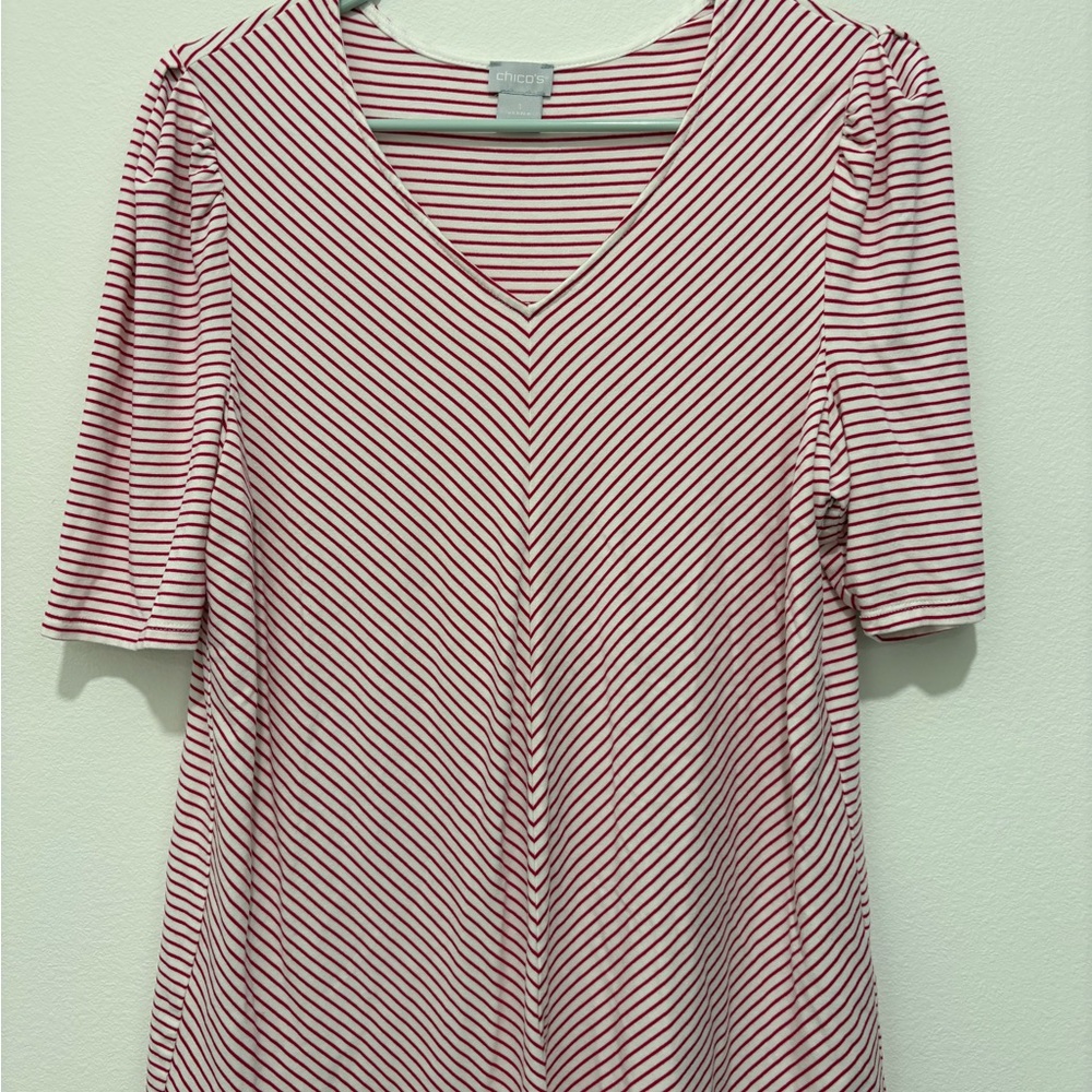 Chico's Striped Top in Red and White